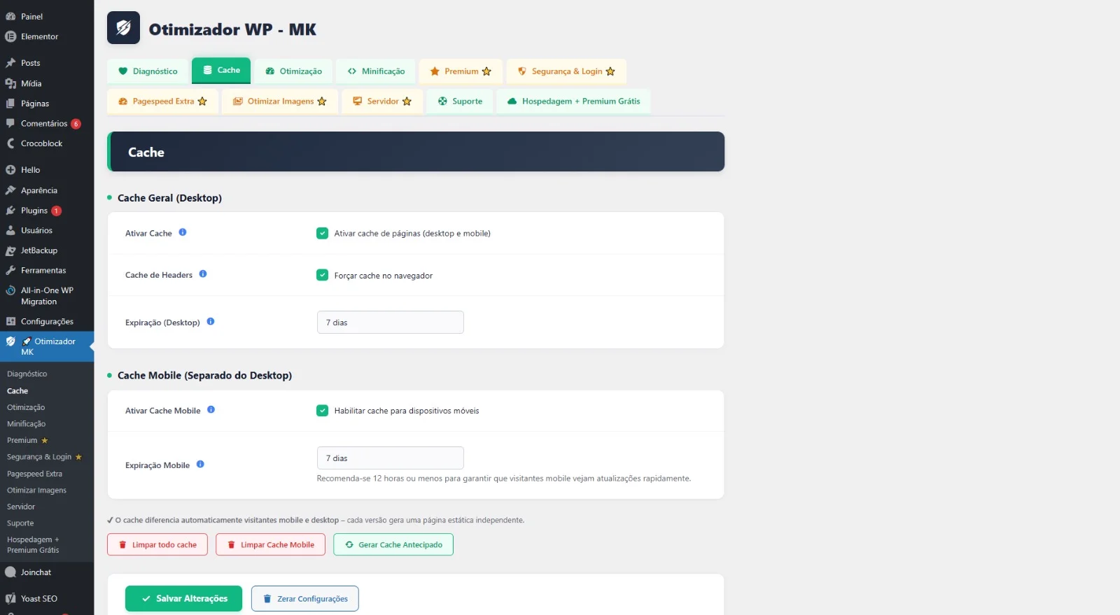 Aba Cache do plugin